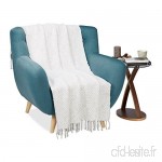 Relaxdays Couvre-lit Plaid couverture en coton canapé lit jeté de canapé 100 % coton avec motifs carreaux lxP: 130 x 170 cm  blanc gris - B0763SZVYS